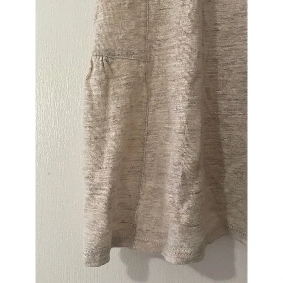 Madewell 100%Linen Peplum Side Ruffle Top Oatmeal Beige Short Sleeve T L - Picture 3 of 8